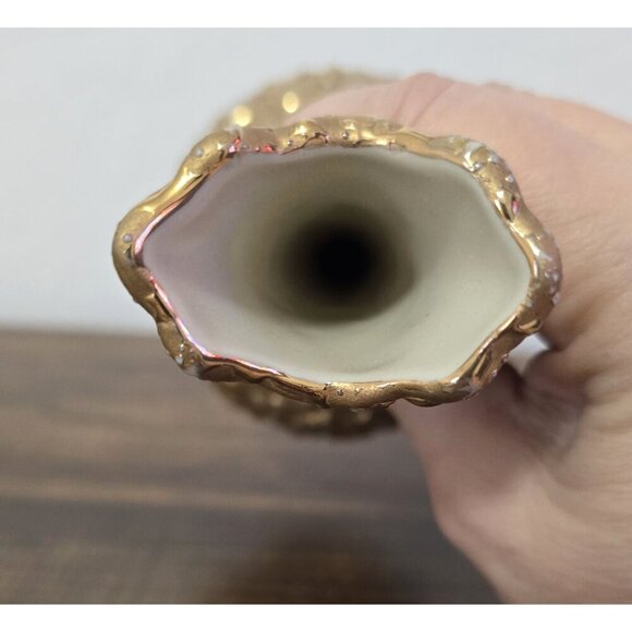 Vintage Hand Decorated Vase With 22K Gold Embossed Textured Ceramic U.S.A.  7" - Picture 3 of 6